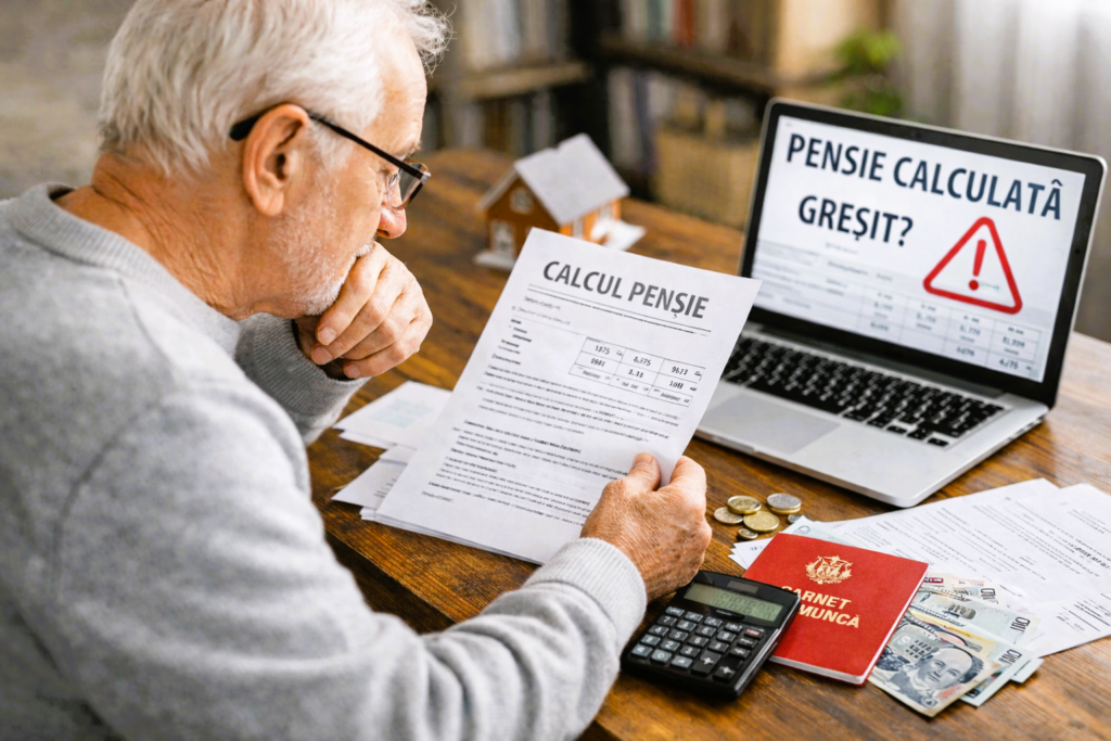 Pensionar care gresete calculele (Sursa: Imagine creata de autor)