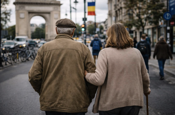 Figură 1 Doi Pensionari plimbându-se pe străzile din București (Sursa: Imagine creata de autor)