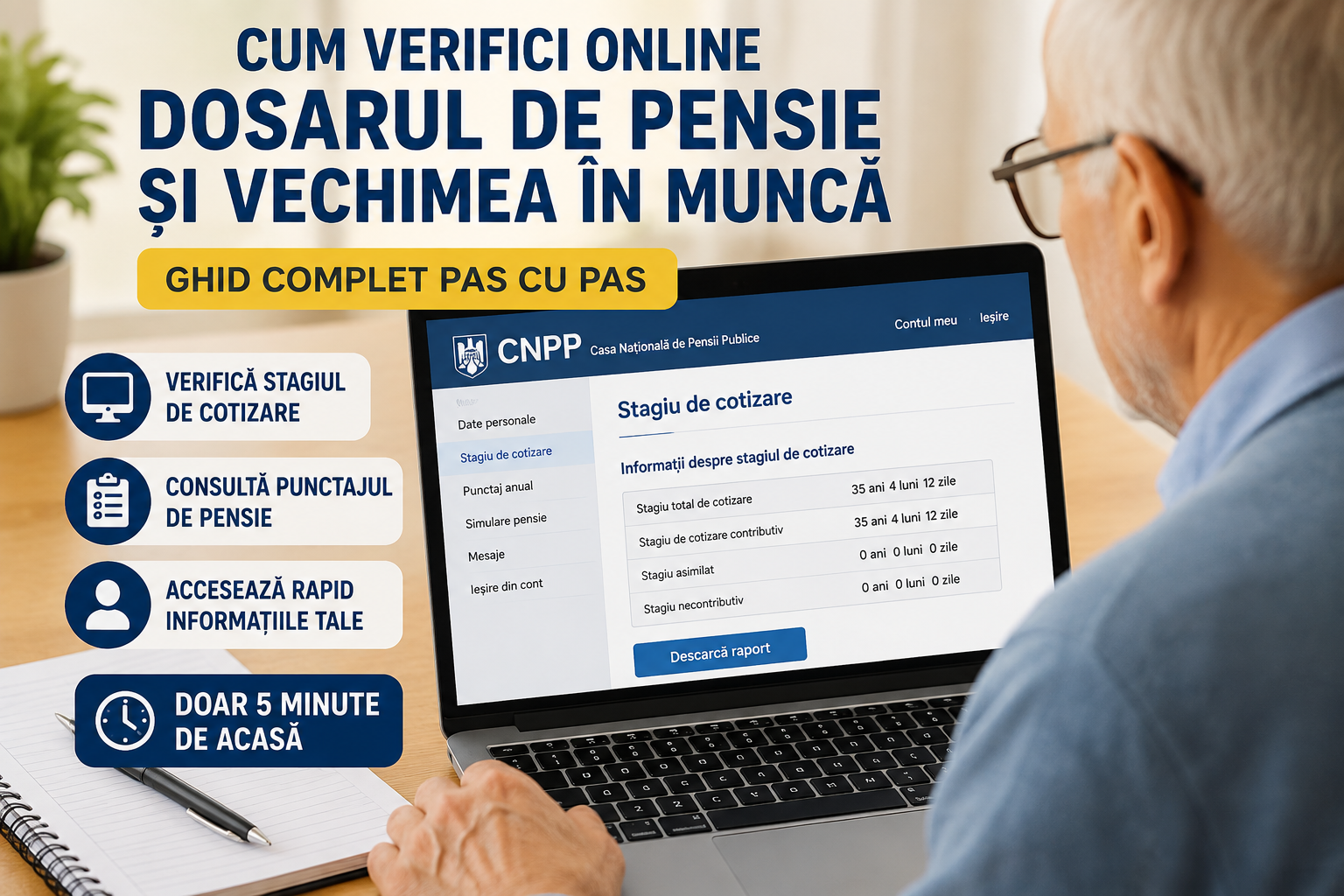 Verificare Dosar Pensie Online (Imagine create de autor)